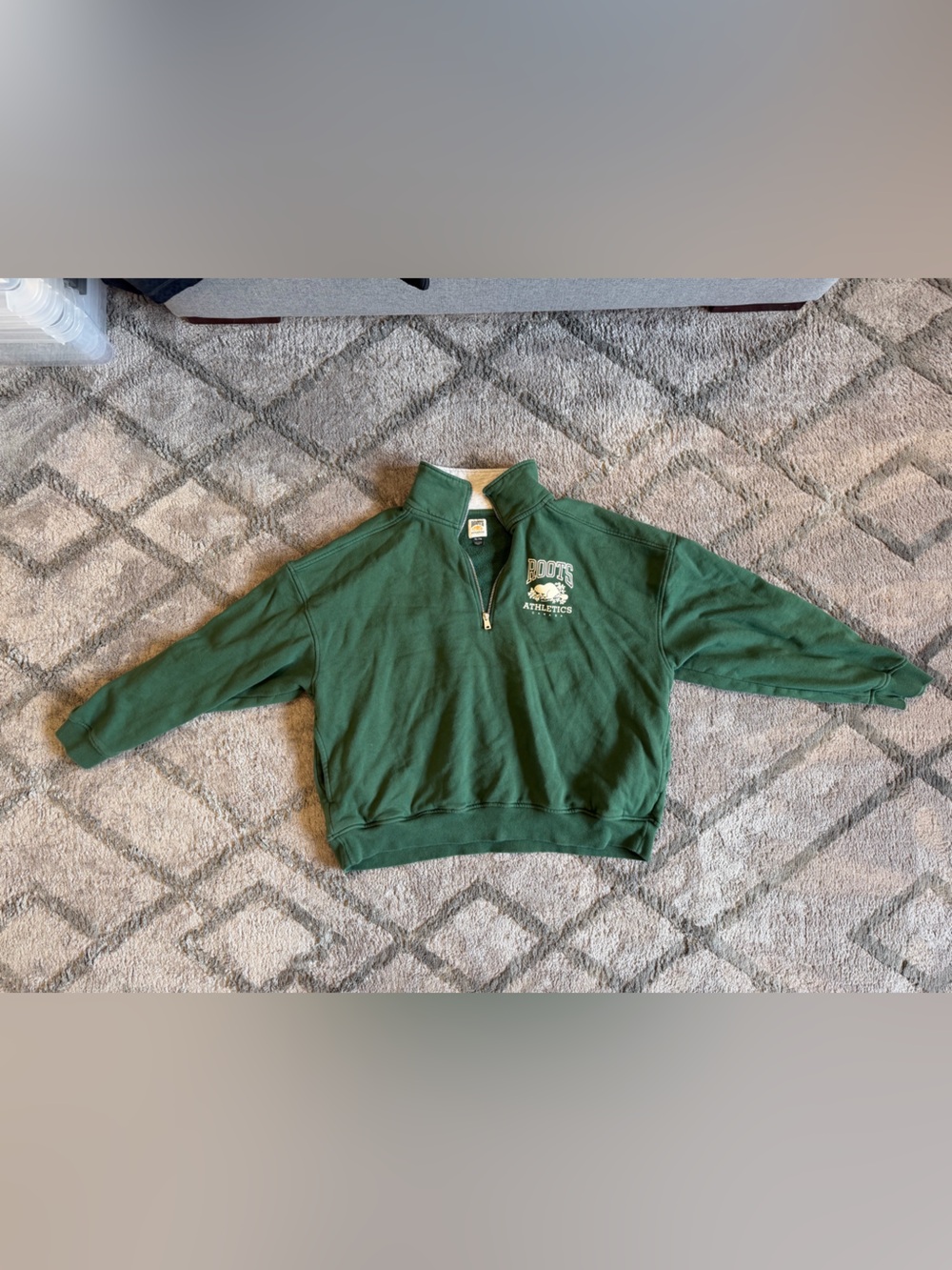 Roots Green Athletic 1/4 zip Sweater